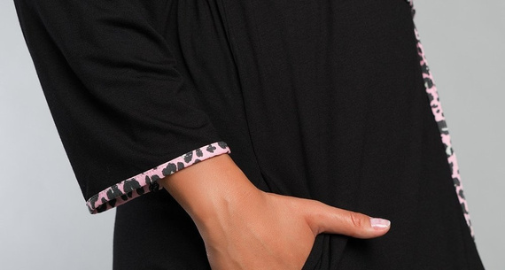 Eila Bis Халат за баня с 3/4 ръкав Италианска мода - леопардов принт 