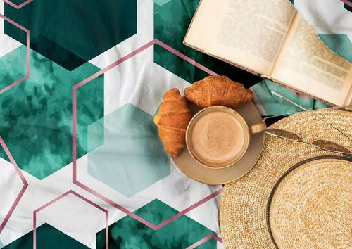 Milargo Verde 009 Спално бельо от геометричен сатен Фаро зелено