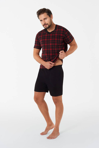 Elijah Мъжка пижама с къс ръкав и къси панталони Италианска мода - принт/черно