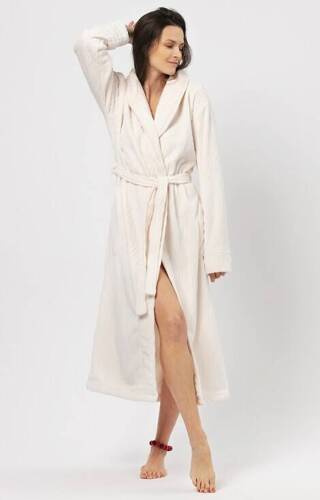 LGL 803 Key Дамски дълъг халат - екрю