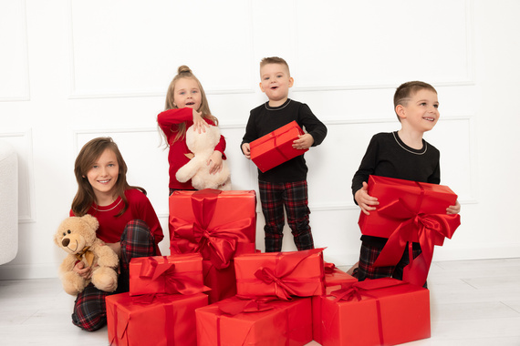 Детска пижама Rusoli Италианска мода тъмен меланж - памук, дълга, коледен десен