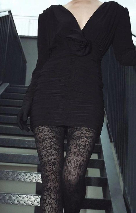 1235 Чорапогащи Perse Gabriella, черни, с орнаменти, 60 дение, 3D технология