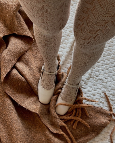 Памучни чорапогащници Gabriella Cashmir wz.105 150 den latte/оттенък бежово – топли, ажурни