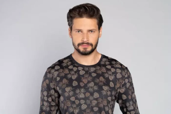 Pinus Мъжка пижама с дълъг ръкав, дълъг панталон Италианска мода - принт/графит