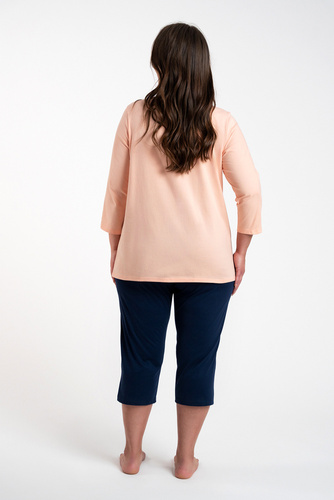 Arietta Дамска пижама с 3/4 ръкав и 3/4 панталон Италианска мода - сьомга