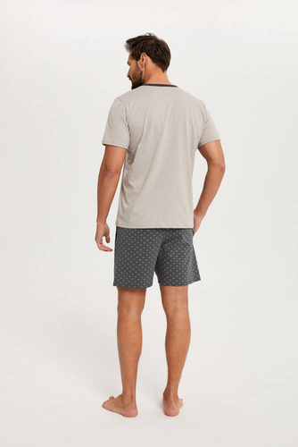 Abel Мъжка пижама с къс ръкав, къси панталони Италианска мода - бежово/принт