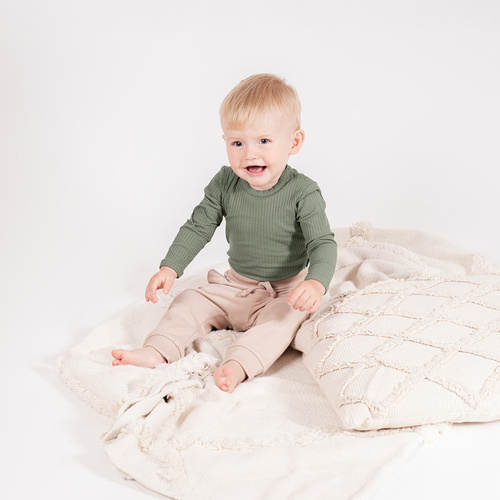 218097 Бебешко боди Yogi Bear Nicol – памук, дълъг ръкав, цвят каки