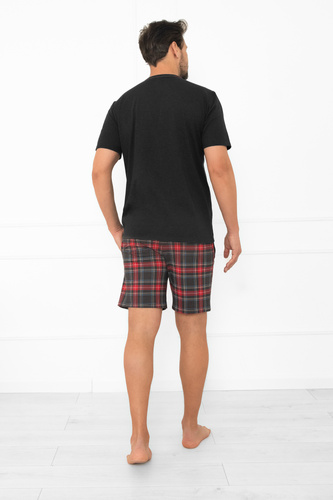 Rusoli мъжка пижама Италианска мода тъмен меланж - кариран памук къс удобен