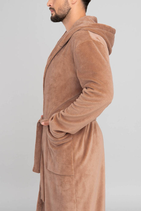 Mimas Мъжки халат с качулка Италианска мода - камила 