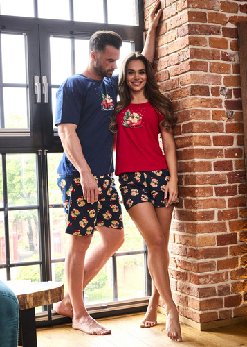 628/432 Дамски пижамен комплект Teddy Cornette – Коледа, памук, къс ръкав и панталон