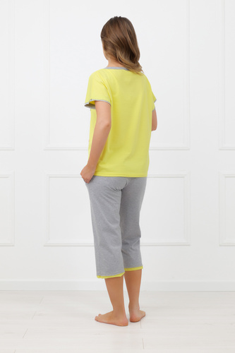 Дамска пижама Sabrina Italian Fashion 100% памук – къс ръкав, панталон 3/4