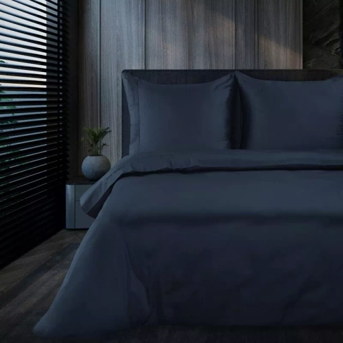 1F Елегантно спално бельо от сатен Eva Minge Eurocurtains морско синьо | Macosatin 100% памук