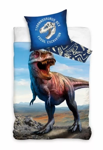 T-REX Dinosaur C24 Carbotex синьо памучно спално бельо