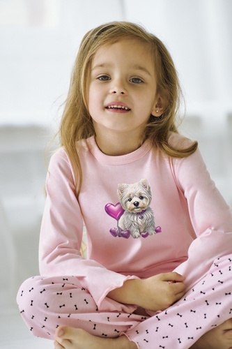 Момичешка пижама Clara 3488,3489 Taro pink - памук, дълъг ръкав