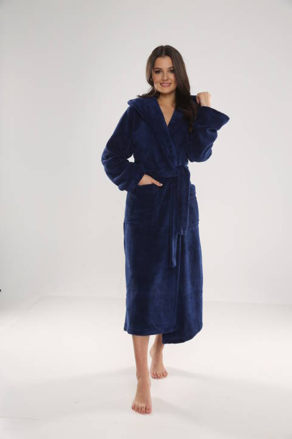 807 Дълъг дамски халат Luna II Forex - морско синьо