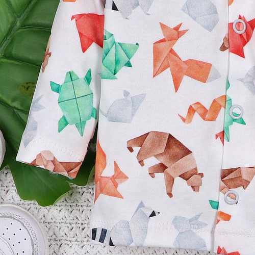 ABN-5388 Fun Origami Kaftanik niemowlęcy z bawełny organicznej Nini druk