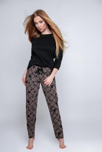 Дамска пижама Sensis Reach For The Stars - черно-кафява