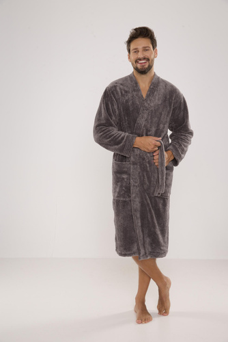 391 Мъжки халат за баня Hugo De lafense - сив