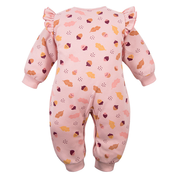 Бебешки гащеризон Fluffy Tails Eevi, розов – памучен, без крачета, с тик-так копчета