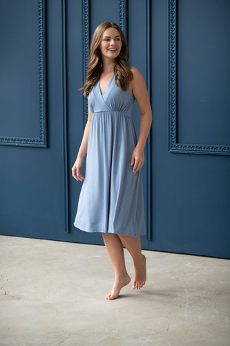 Нощница за бременни и кърмачки Star Light от бамбук Milk&Love, синя