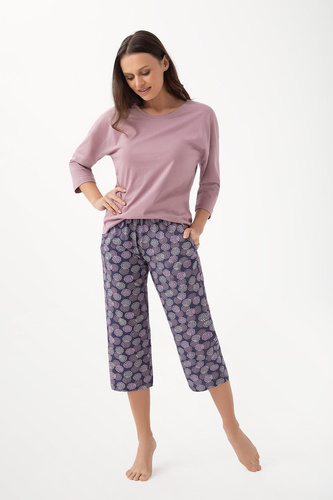 344 Дамска пижама Luna cocoa – памучна, 3/4 ръкави, удобна и дишаща