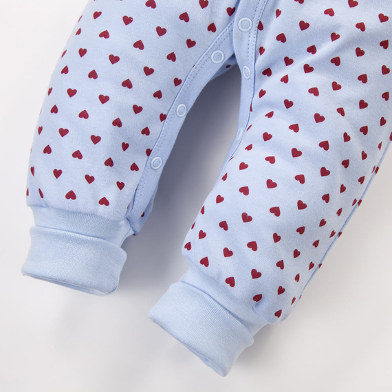 Бебешки гащеризон Love Eevi без стъпала син със сърчица 100% памук