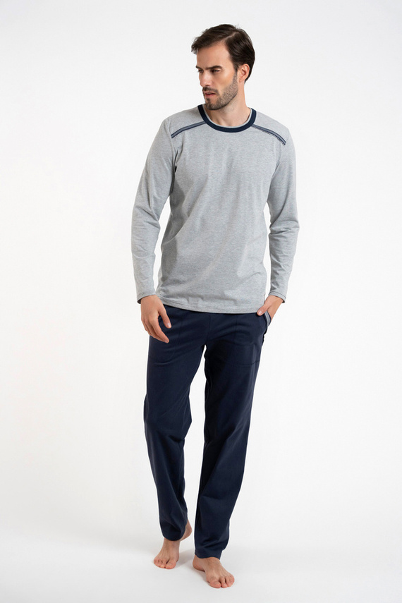 Zbyszek Мъжка пижама с дълъг ръкав и дълъг панталон Италианска мода - меланж