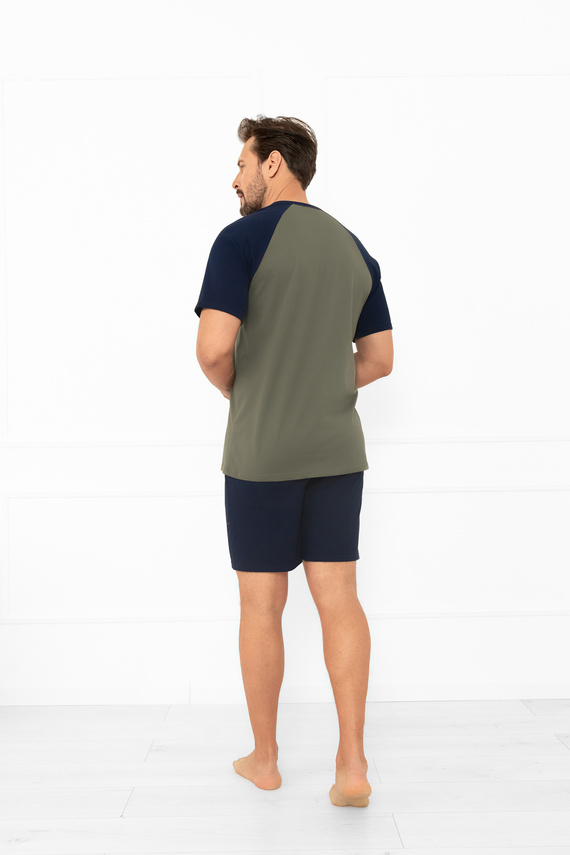 Мъжка пижама Alexander Italian Fashion, маслина - къси ръкави и къси панталони, 100% памук 