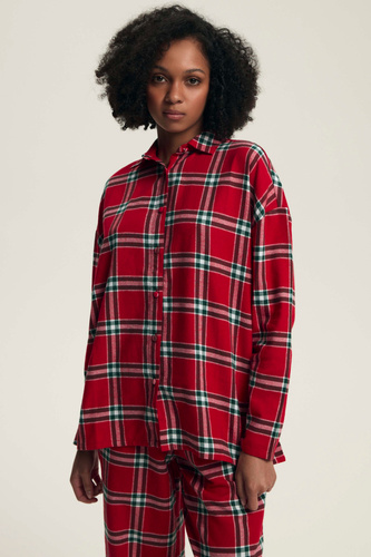 43718 Дамски коледен пижамен комплект Dotie Henderson, червен - дълъг ръкав и панталон