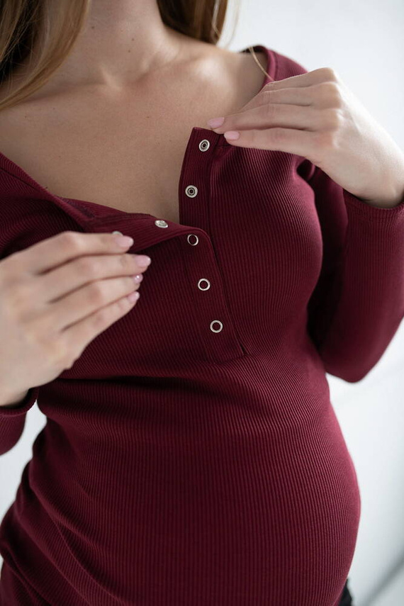 Блуза за бременни и кърмачки Tummy бордо Milk&Love