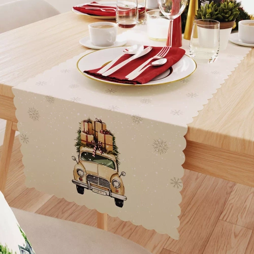 PBN283 Коледна ретро кола Сенник за маса бежов