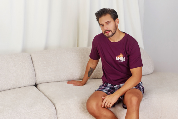 7201 Мъжка пижама "Chill" Doctor Nap - бордо