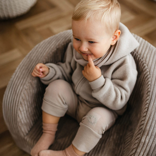 Детско яке Eevi от мериносова вълна - бежово, дишащо и меко