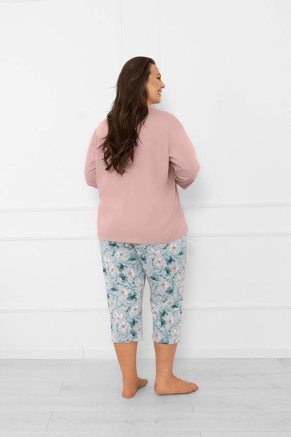 Дамска пижама Perlis - 3/4 ръкав и панталон, памук Италианска мода  