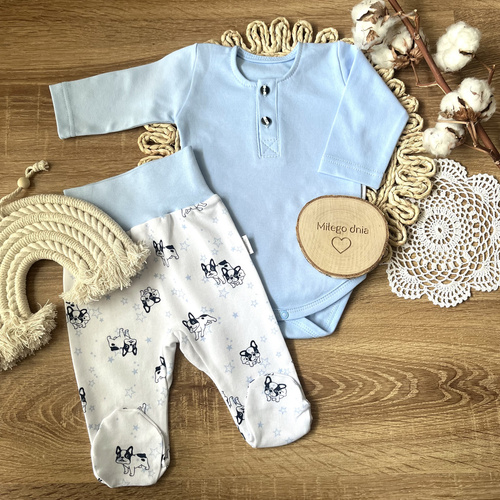 BP008 Поло боди с дълъг ръкав Mamatti - синьо