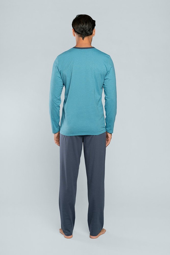 Lion Мъжка пижама с дълъг ръкав, панталон Италианска мода - червено/графит