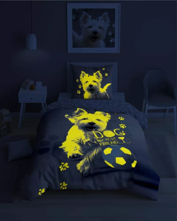 5205 A Fluo 40 Светеща в тъмното памучна постелка Detexpol топка за кучета