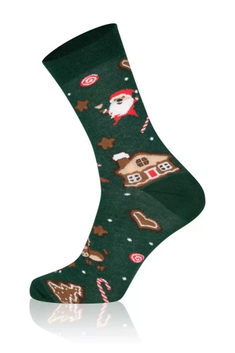 S136D Коледни дълги чорапи Италианска мода - зелено/кафяво/червено 