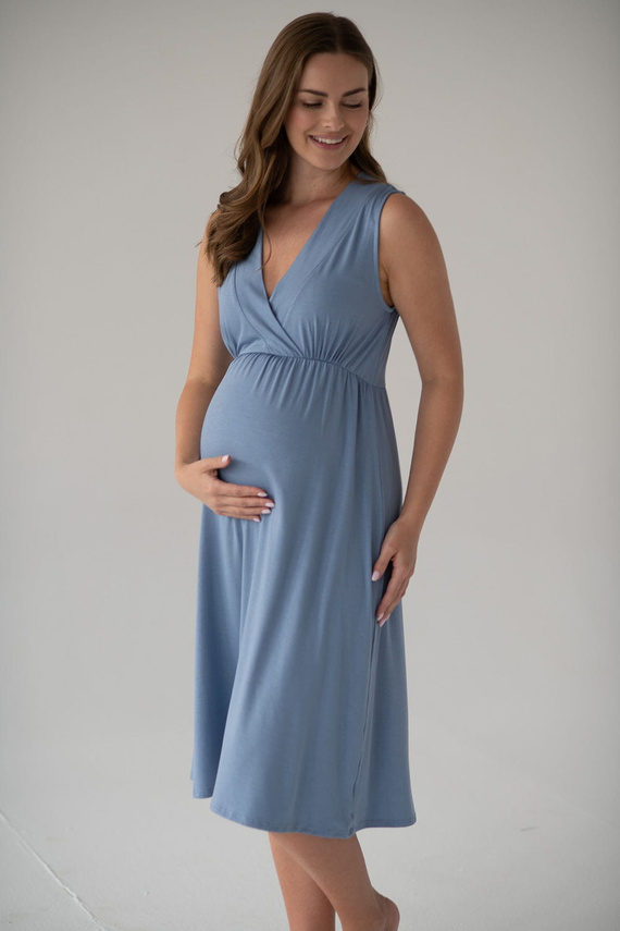 Нощница за бременни и кърмачки Star Light от бамбук Milk&Love, синя