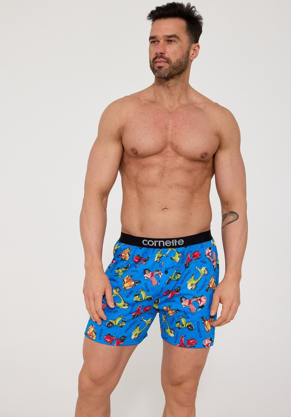 Cornette 881/03 Classic Мъжки боксерки 100% памук Синьо с принт Vespa
