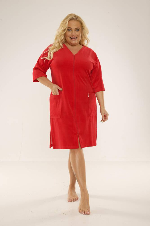 431 Дамски халат от велур Forex - червен