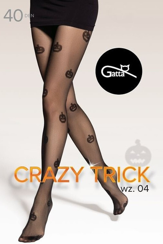 Чорапогащи Crazy Trick, 40 den, Gatta, черни, с мотива на Хелоуин, тикви, ластик на талията