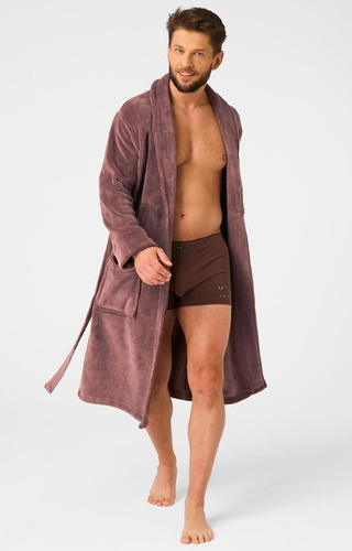 MGL 255 B25 Мъжки кафяв халат - класически, мек, с връзване на талията