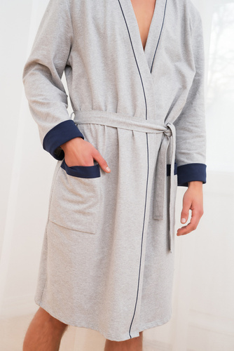 Gabriel Мъжки халат с джобове Италианска мода - меланж/гранат