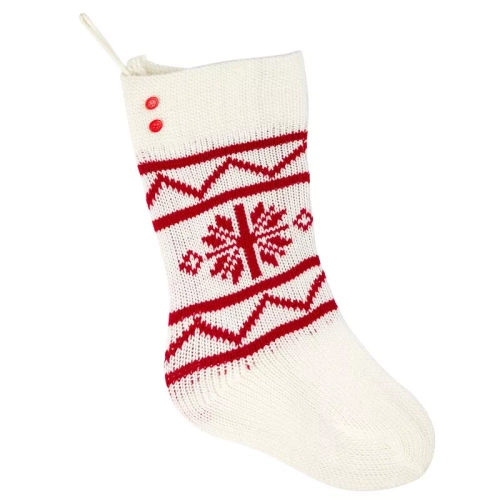 448 Коледен чорап, украса снежинка, европерде, бяло