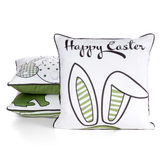 Пролет 2 Великденска калъфка от кадифе с еврощампа, зелени пердета