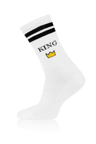Мъжки чорапи Italian Fashion S197D KING дълги бели полупамучни