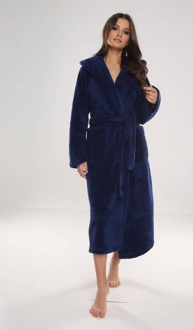 807 Дълъг дамски халат Luna II Forex - морско синьо