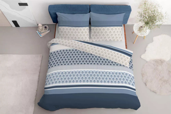5028 A Detexpol geometry микрофибърно спално бельо, синьо