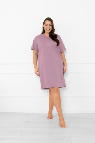 Дамска нощница Ksara - къс ръкав, памук Италианска мода - heather 